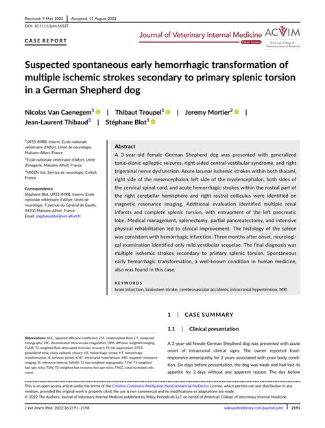 Pdf Suspected Spontaneous Early Hemorrhagic Transformation Of