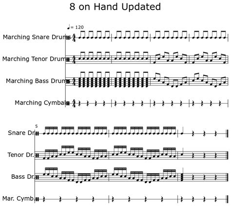 8 On Hand Updated Sheet Music For Marching Snare Drums Marching