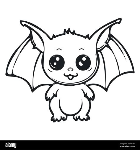 Coloring Page Simple Black And White Cute Bat Vector Stock Vector Image