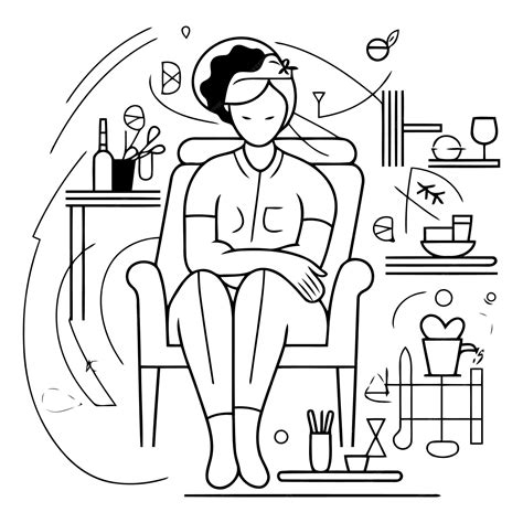 Premium Vector Vector Illustration Of A Woman Sitting On A Chair In The Beauty Salon