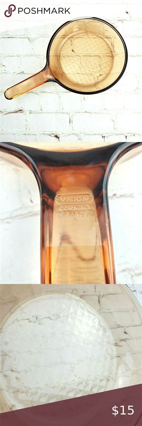 Vision Corning Fry Pan Amber Glass Waffle Bottom Skillet France