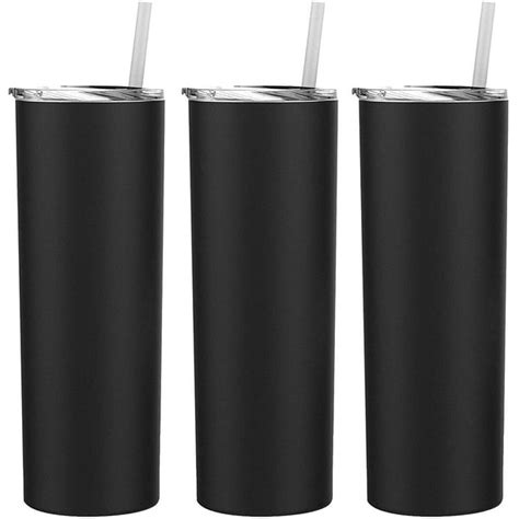 Black Stellar 20 Oz Skinny Steel 3 Pack Double Wall Stainless