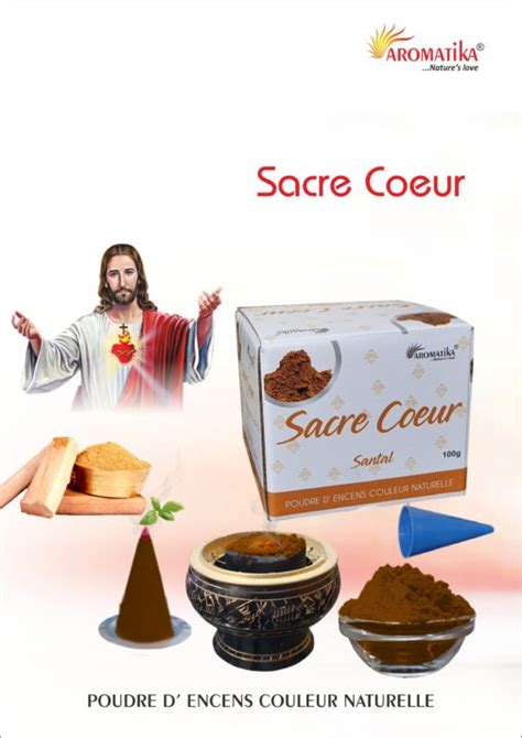 AROMATIKA POUDRE ENCENS 100g avec kit pour cônes SACRE COEUR DE JESUS