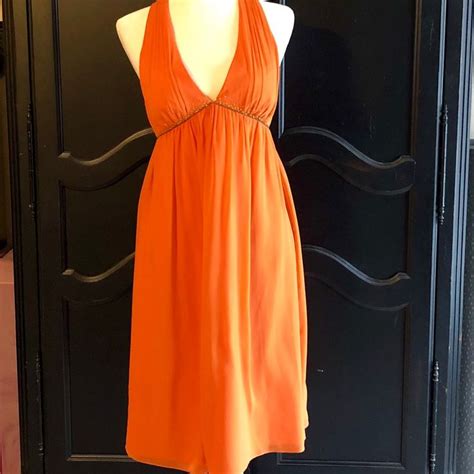 Max And Cleo Tangerine Silk Halter Dress In 2024 Silk Halter Dress