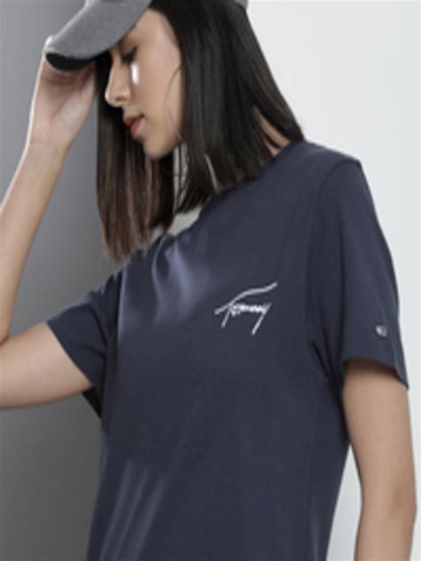 Buy Tommy Hilfiger Women Navy Blue Solid T Shirt Tshirts For Women