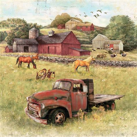 Barns And Old Truck Art Print By Greg And Company Icanvas Painting