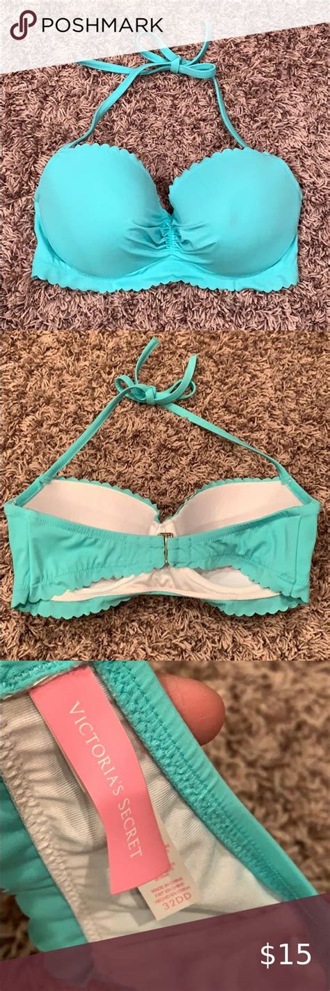 32dd Victorias Secret Teal Halter Bikini Top Bikinis Bikini Tops