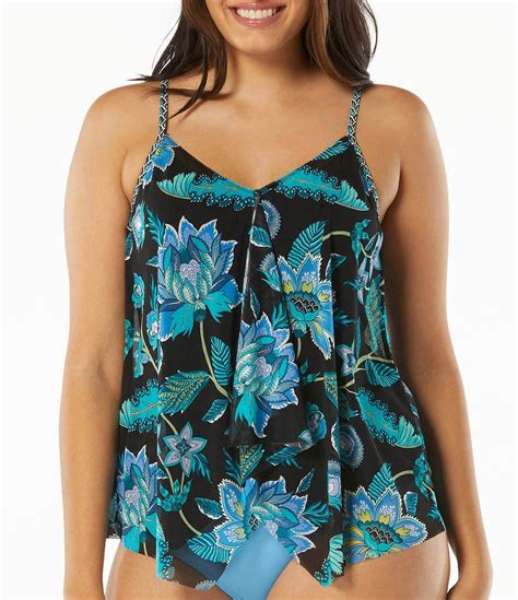 Beach House Kerry Vinyard Floral Print Mesh Layered Underwire Tankini Swim Top Dillards