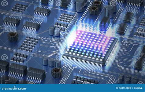 Concepto De La Computación De Quantum Procesador Del Ordenador Cuántico