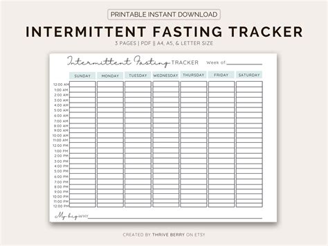 Printable Intermittent Fasting Tracker Intermittent Fasting Journal Printable Intermittent