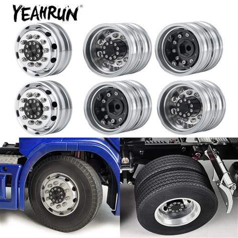 Yeahrun Aluminum Alloy Front Rear Wheel Rims Hubs For Tamiya R