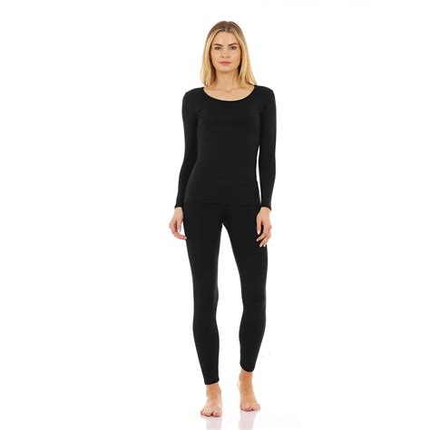 Thermajane Long Johns Thermal Underwear For Women Scoop Neck Fleece Lined Base