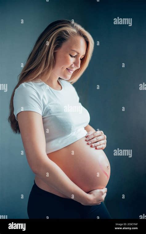 Pregnancy Motherhood People And Expectation Concept Close Up Of Happy Pregnant Woman With