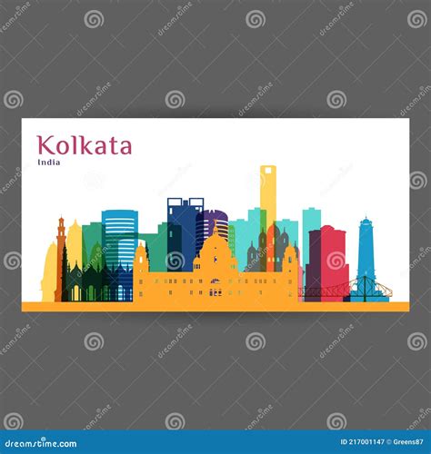 Kolkata Silhouette Skyline India Kolkata Vector City Indian Linear