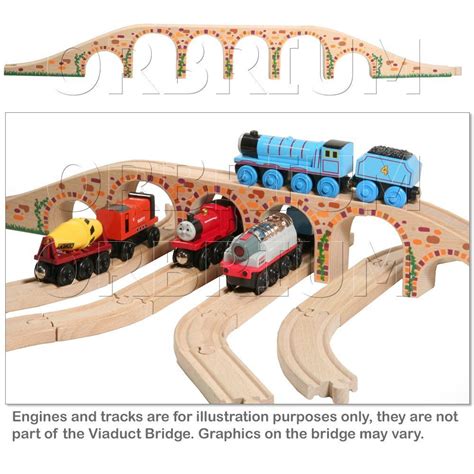 Orbrium Toys 6 Arches Viaduct Bridge for Wooden Railway Track Fits ...