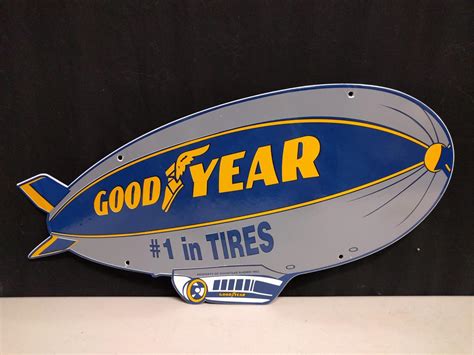 Lot Goodyear Blimp Porcelain Single Sided Sign