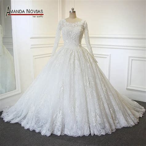 Aliexpress Buy Full Lace Long Sleeves Wedding Dress Amanda Novias