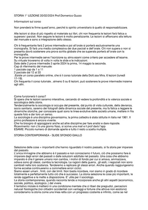 Storia Contemporanea 1 Lezione Sociologia Unibo 20 02 2024