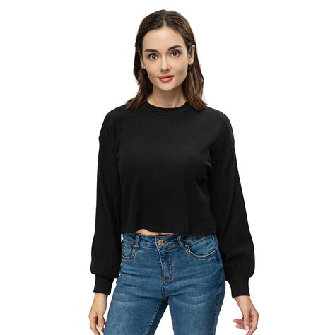 Ripley SWEATER MUJER CROP MANGA GLOBO NEGRO FASHIONS PARK