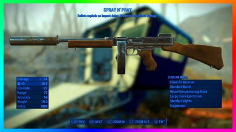 Fallout Exploding Submachine Gun Legendary Weapon Spray N Pray