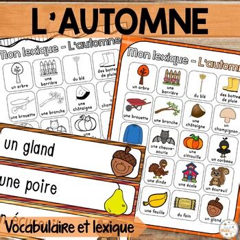 French Fall Vocabulary Word Wall Automne Vocabulaire Et Lexique