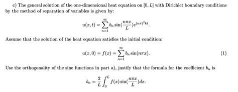 The General Solution Of The One Dimensional Heat Equation On 0 L With Dirichlet Boundary