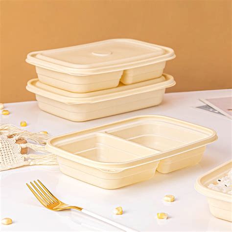 Biodegradable Disposable Corn Starch Two Compartment Takeaway Food