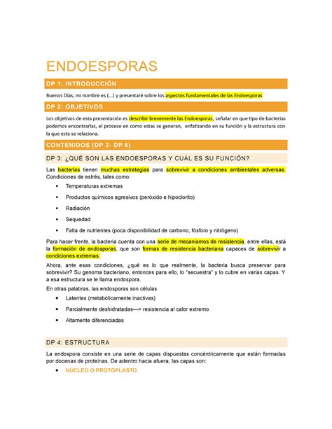 Endosporas Presentaci N Endoesporas Endoesporas Dp Introducci N