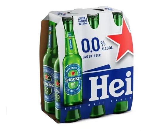 Pack Cerveja Heineken Zero Álcool Garrafa 330ml 6 Unidades