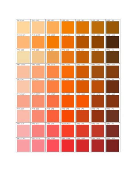 Orange Pantone Color Chart A Visual Reference Of Charts Chart Master