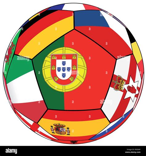 Soccer Ball On A White Background With Flags Of European Countries