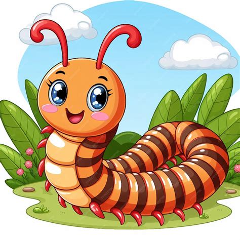 Premium Vector Cute Centipede Vector Cartoon Illustration