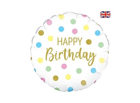 Oaktree 18 Inch Pastel Dots Happy Birthday Holographic Foil Balloon