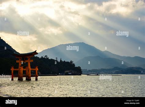 El Torii De Itsukushima Shrine Un Santuario Sintoísta En La Isla De