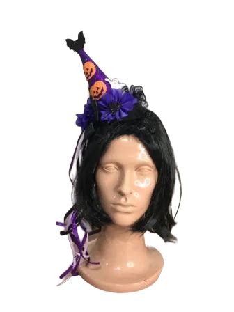 Tiara Halloween Chapéu de Bruxa Roxo Flores Roxa