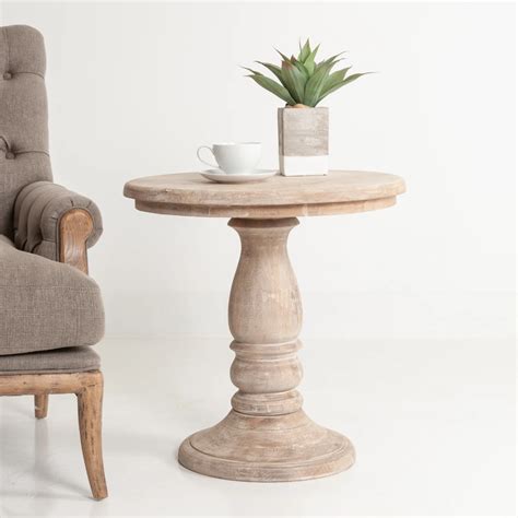 Sandborn Solid Wood Top Pedestal End Table End Tables Wood Pedestal