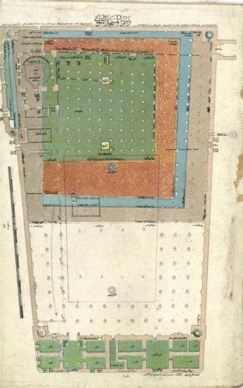 Saudi Arabia Medina Map Of Al Masjid Al Nabawi Mosque 1910s Islam