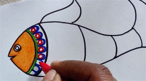 Easy fish drawing for kids | Madhubani painting - YouTube