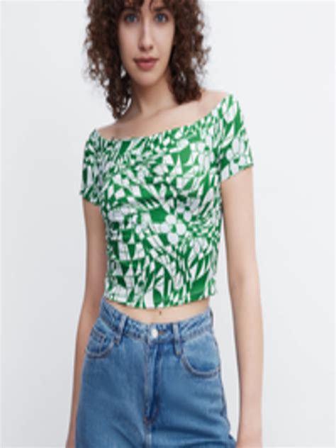 Buy Urban Revivo Printed Off Shoulder Bardot Crop Top Tops For Women