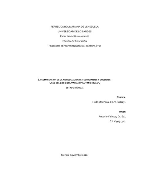 PDF LA COMPRENSIÓN DE LA ANTISOCIALIDAD EN ESTUDIANTES Y DOCENTES