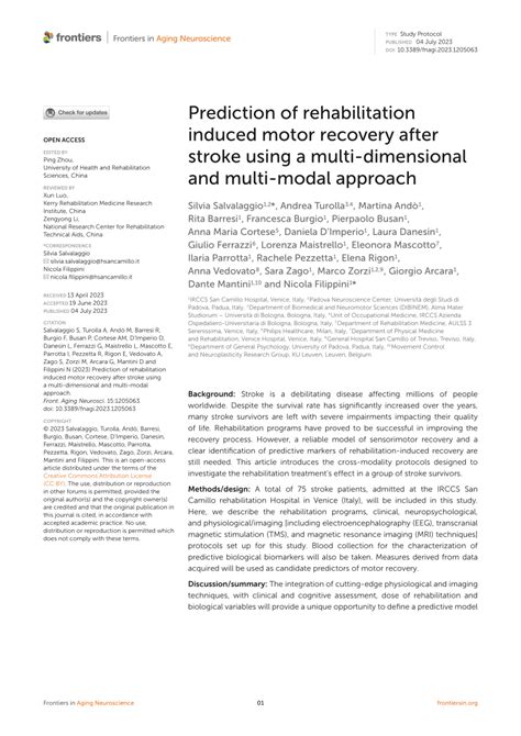 PDF Prediction Of Rehabilitation Induced Motor Recovery After Stroke