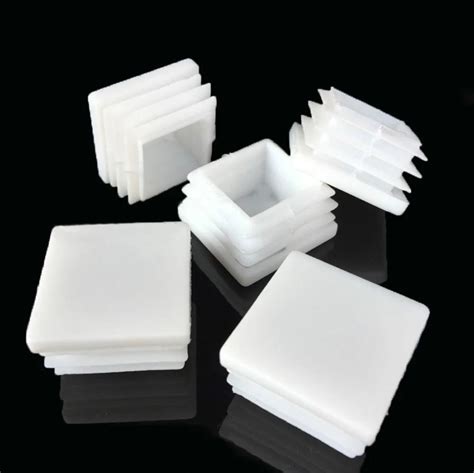 Pcs White Plastic Rectangular Caps Tubular Inserts Bung Steel