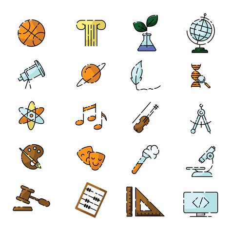 20 School Subjects Icons Set MasterBundles