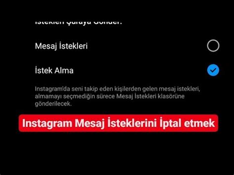 İnstagram Mesaj İsteklerini Nasıl İptal edilir Dm kapatma YouTube