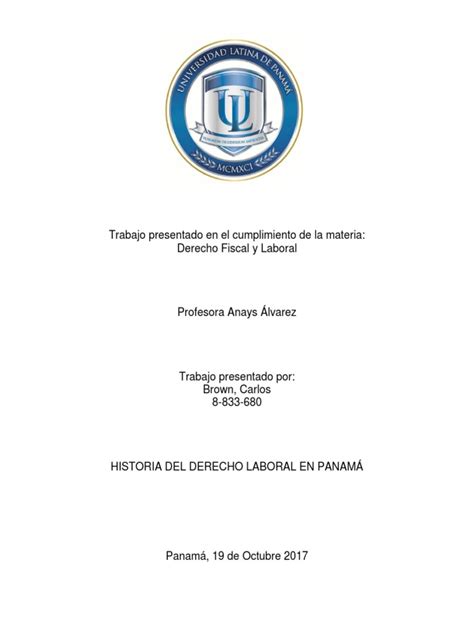 La Evolución Histórica Del Derecho Laboral En Panamá Pdf Derecho