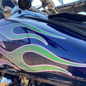 Motorcycle Flame Decals Hot Rod Big No Green And Purple Pc Tank Fender Set For