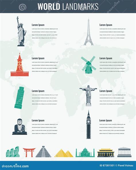 World Landmarks Infographics Set Travel And Tourism Concept Stock