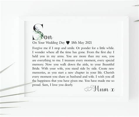 Son On Your Wedding Day Personalised Poem Son Wedding Poem Etsy Uk In 2022 Wedding Poems