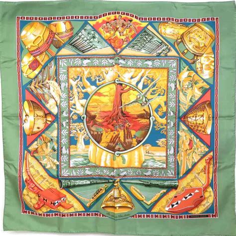 Hermes Scarf Carre90 Au Son Du Tam Tam Silk To The Sound Of Tam Tam