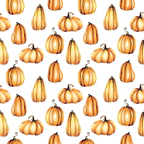 Premium Vector Seamless Pattern With Watercolor Pumpkins